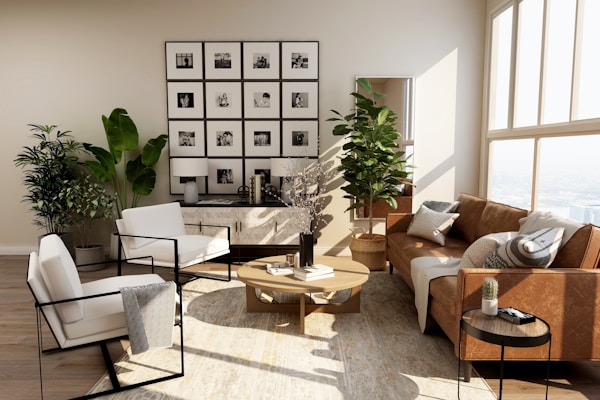Modern living room with natural light